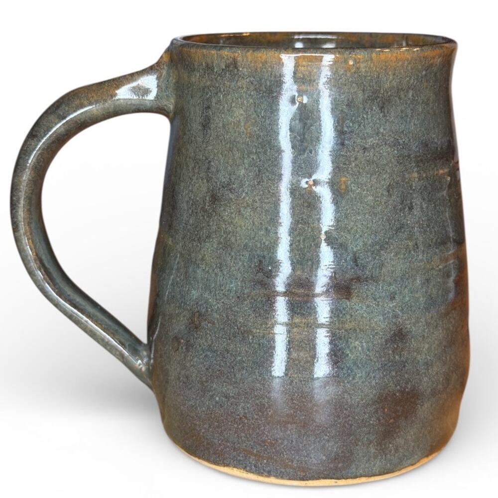 Handmade Signed RSS Art Studio Pottery Mug Blue Gray Brown Cottage Farmhouse